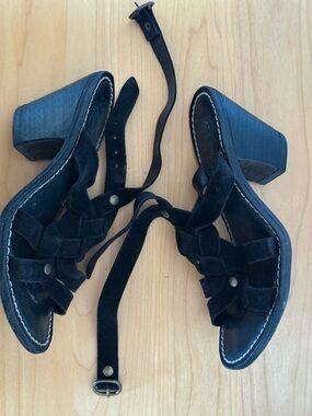 Florentini + Baker Black Suede Sandals.